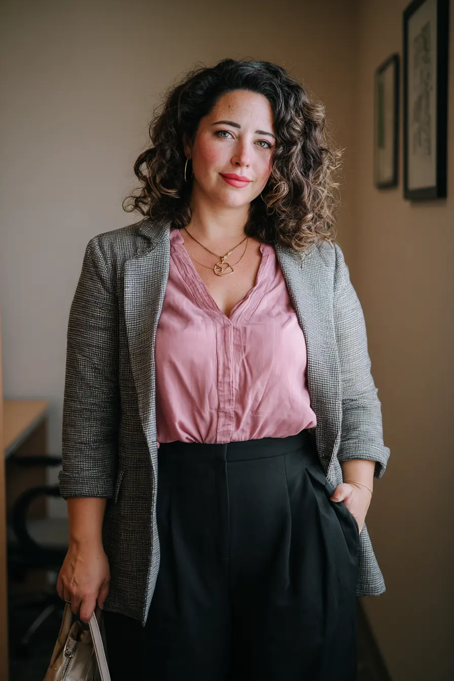 Soft Blouse + Tailored Blazer Mix