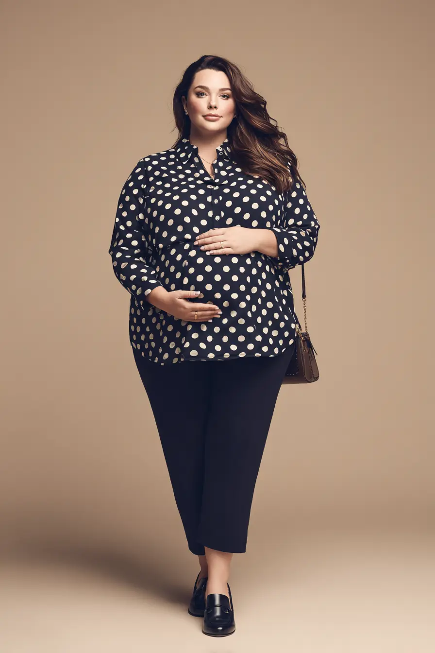 Polka Dot Blouse + Tailored Trousers