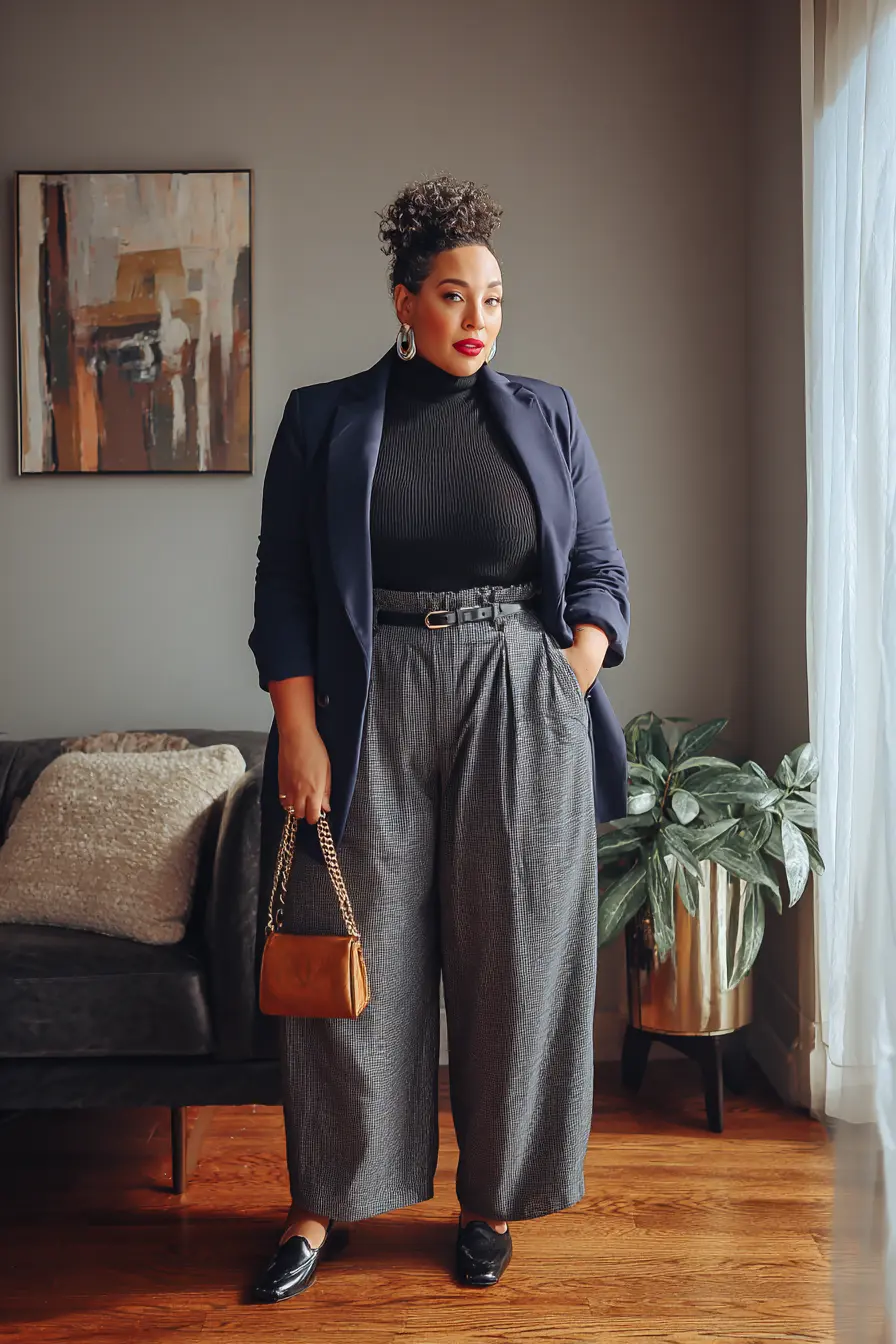 Sweater Blazer + Pleated Trousers