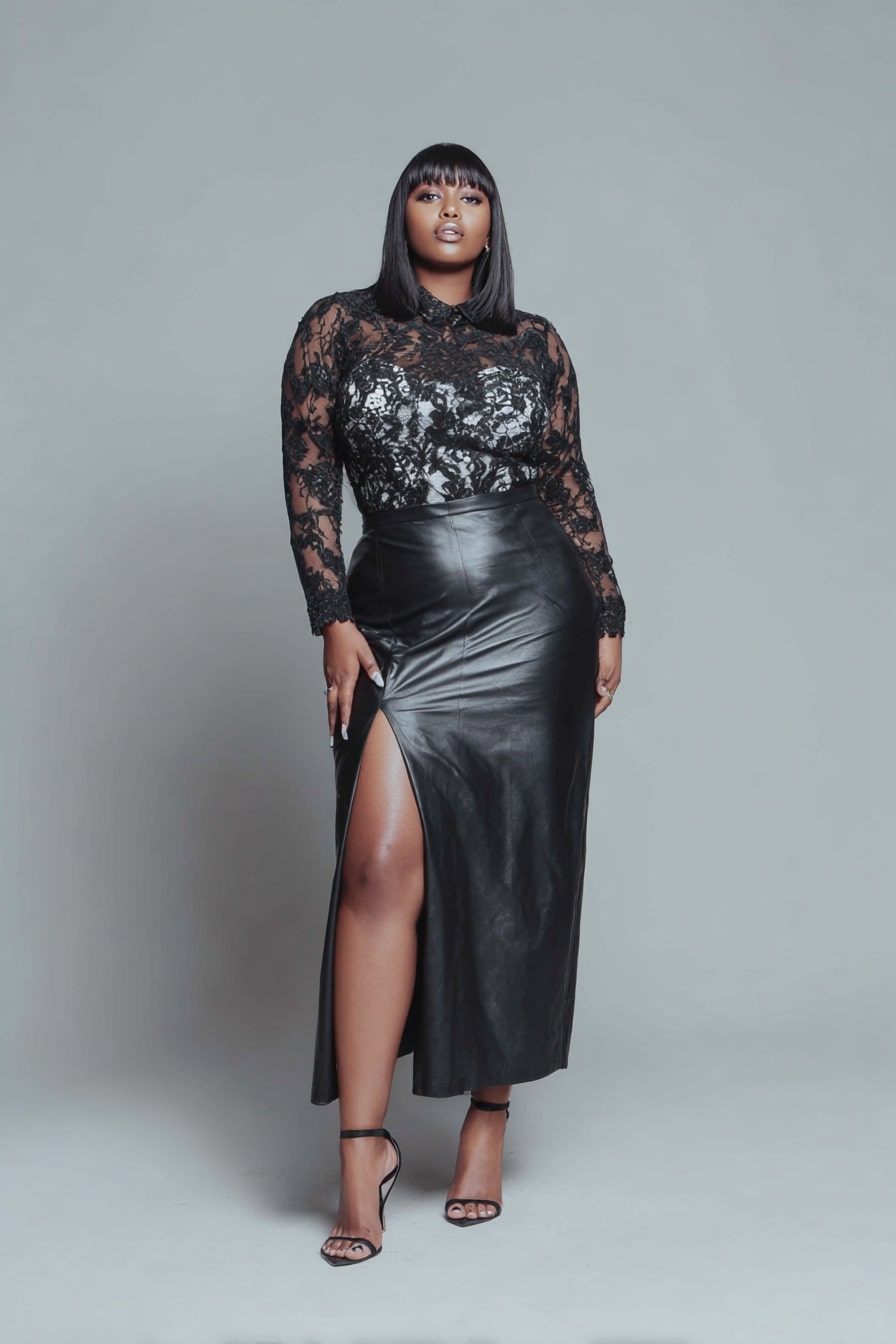 Black Lace and Leather Look for Valentine’s Night Out