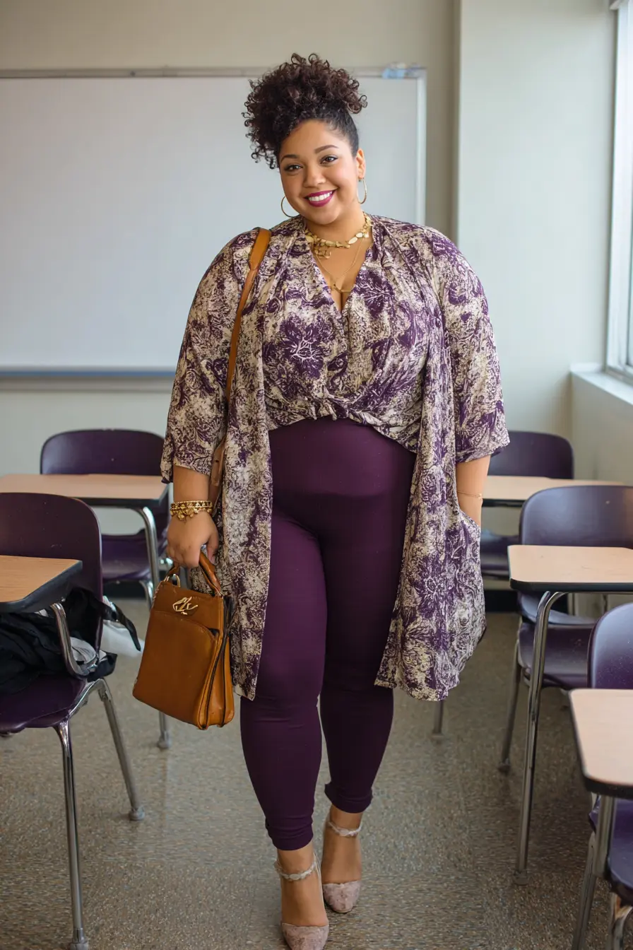 Printed Peplum Top + Structured Leggings