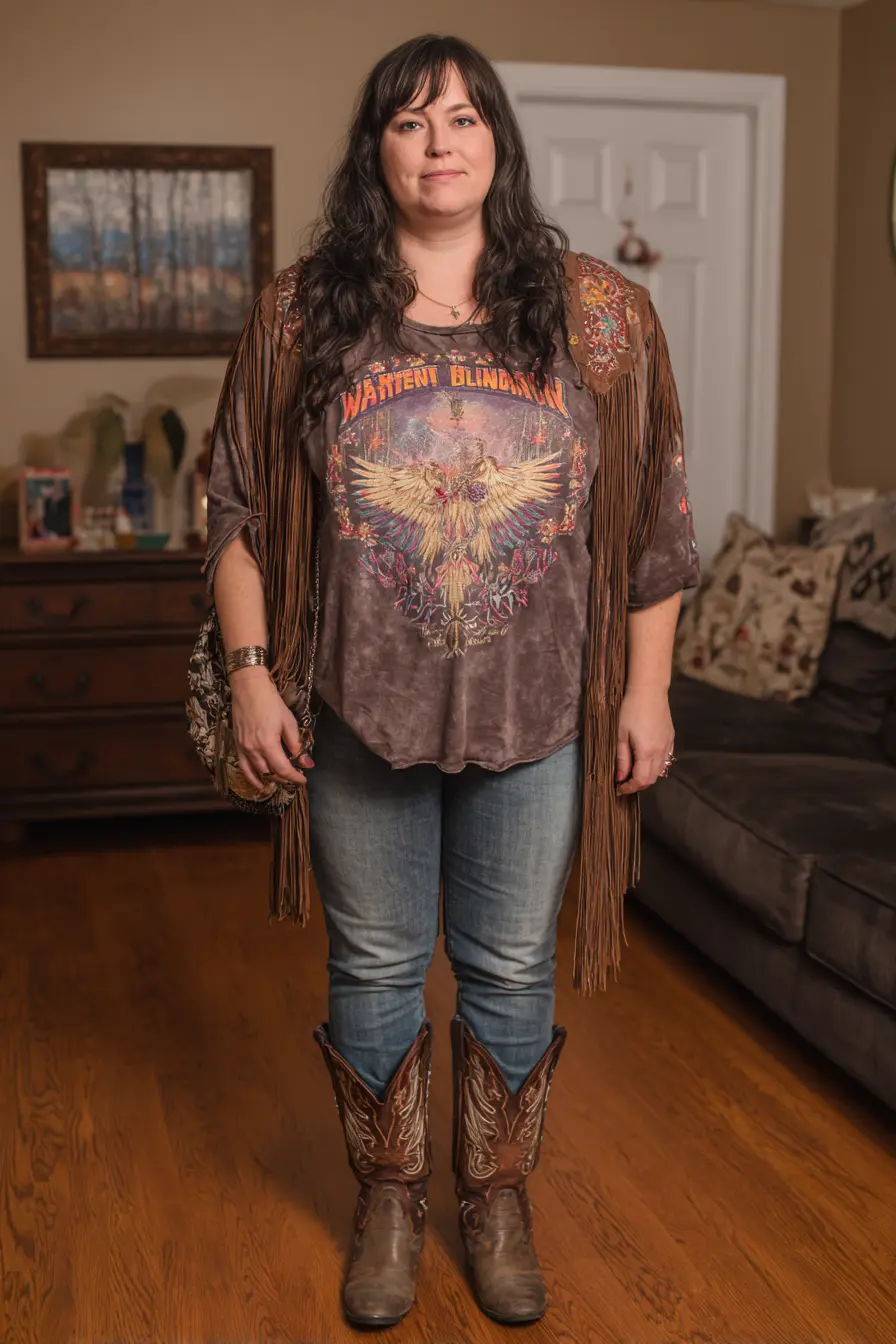 Boho Autumn Style with a Suede Fringe Jacket