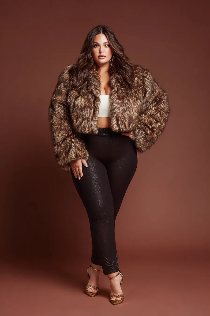 Faux Fur Jacket + Shimmer Leggings