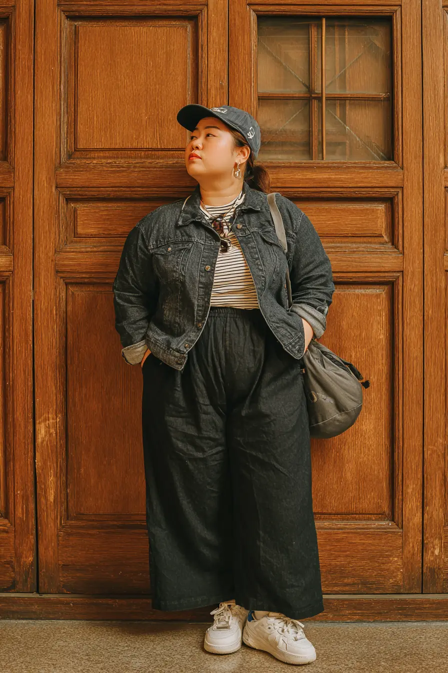 Washed Denim Jacket + Wide Cropped Trousers