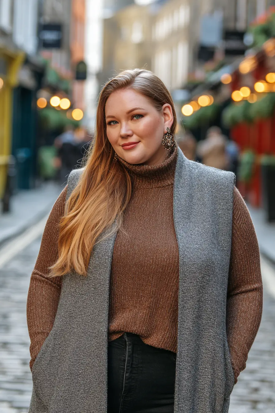 Layered Sweater Vest and Wide-Leg Trousers for a Relaxed London Fall Look