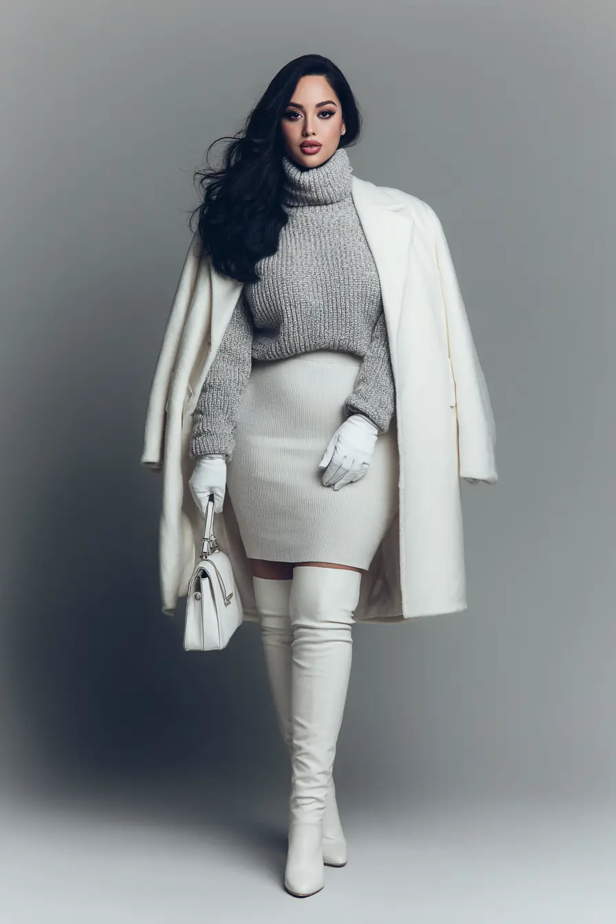 Textured Turtleneck + Sweater Skirt