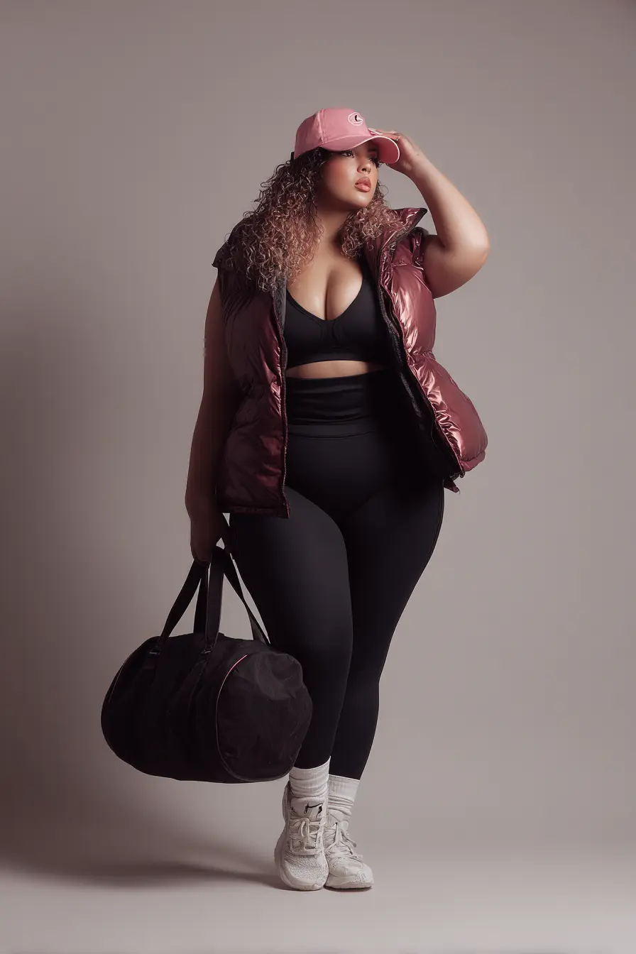 Metallic Puffer Vest Shine + Sleek Black Leggings