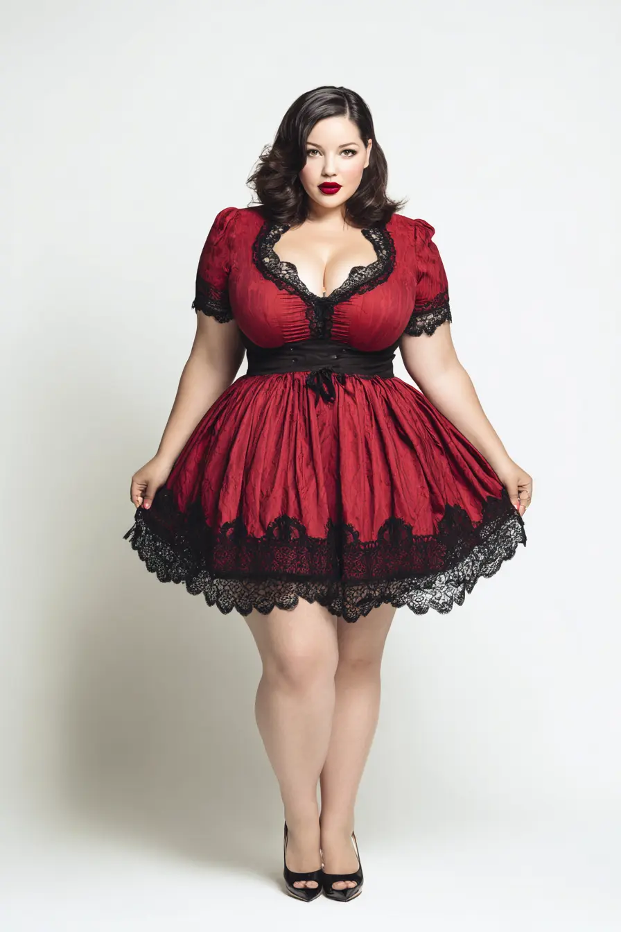 Lace-Trim Mini Dress + Cinched Waist