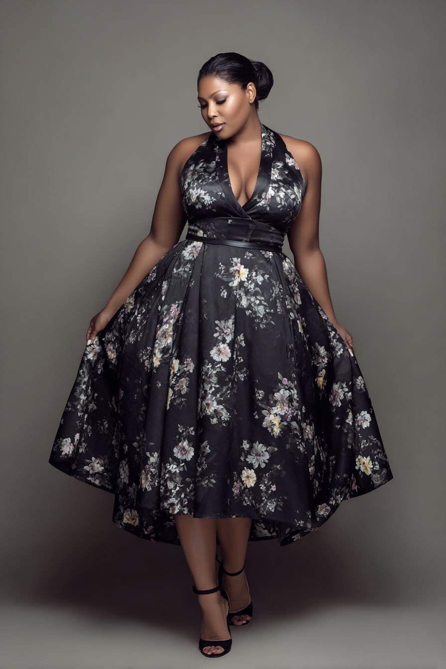 Floral Halter Dress + Cinched Waist Grace