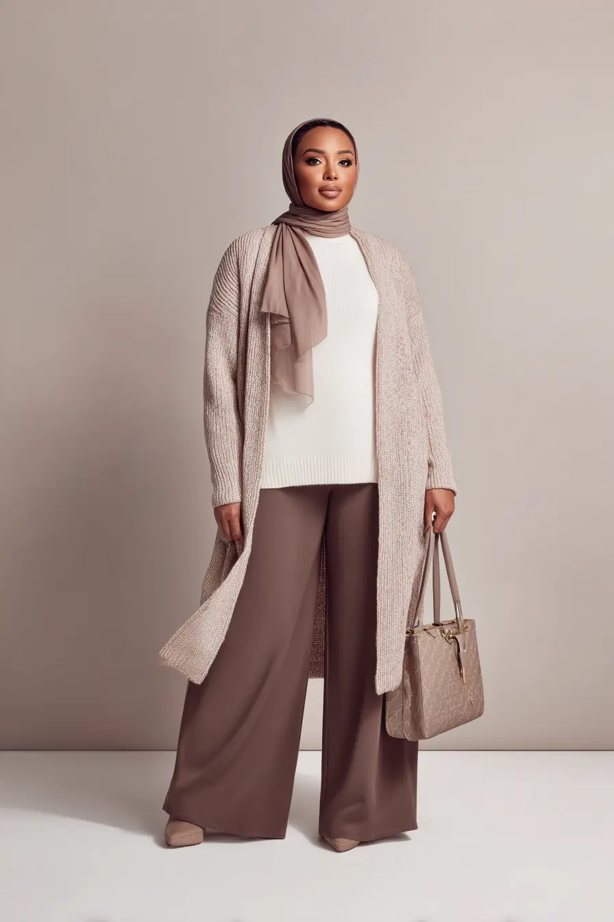 Longline Knit Coat + Flowy Straight-Leg Trousers