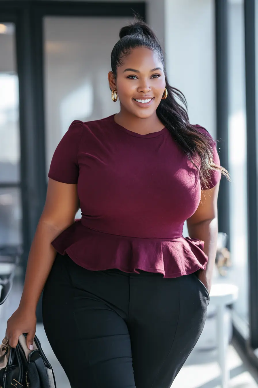 Structured Peplum Top + Clean Tailored Pants