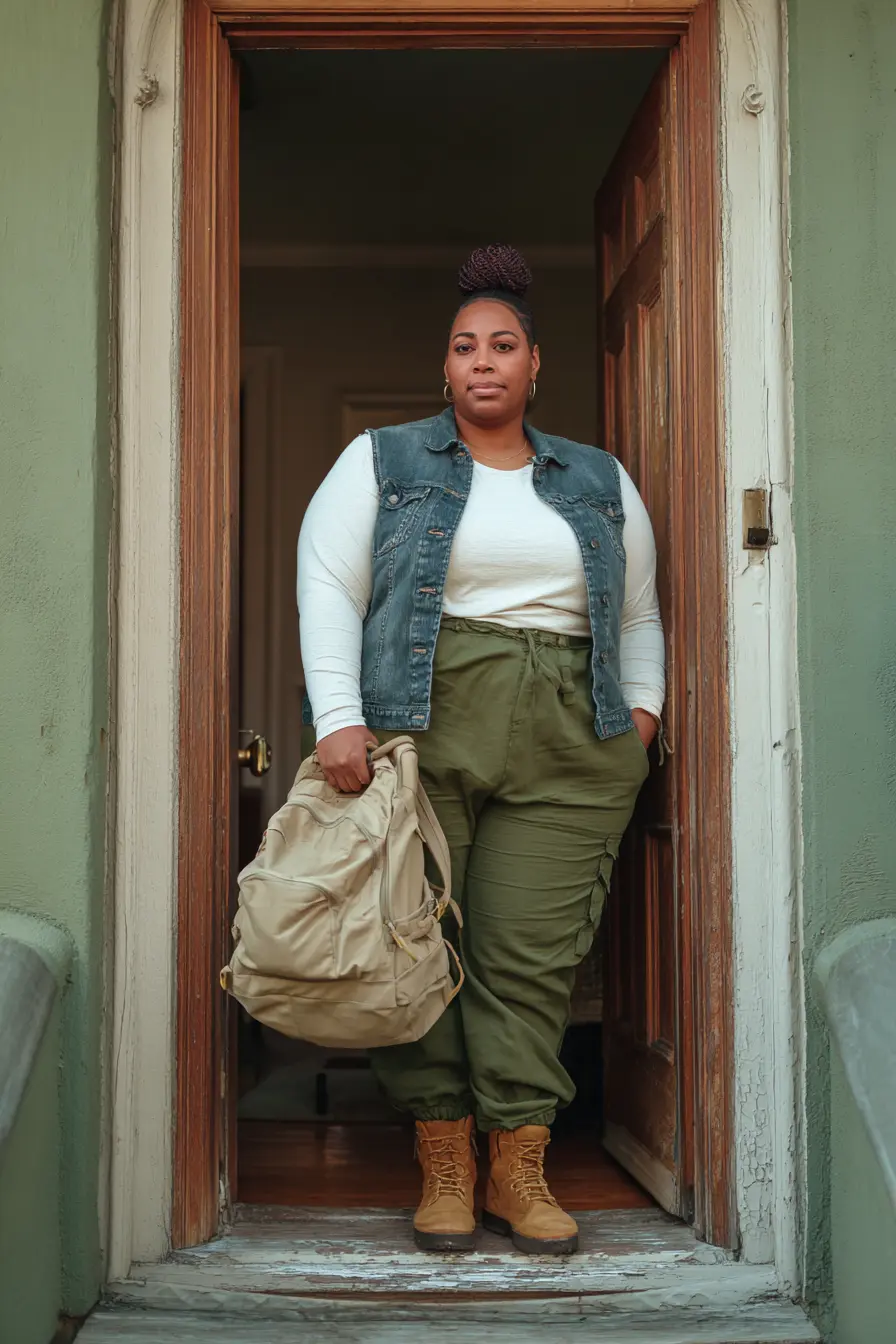 Denim Vest + Cargo Pants