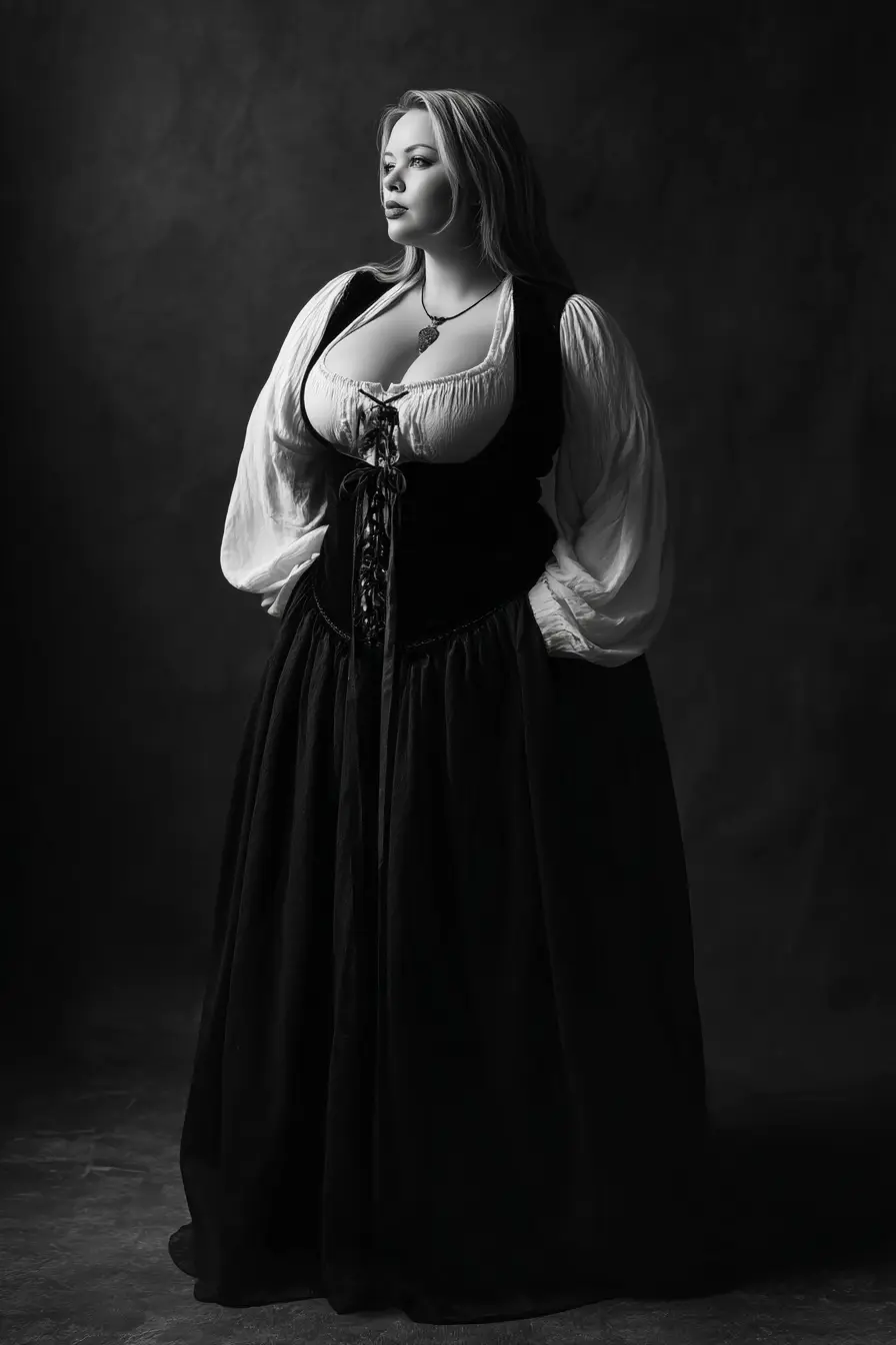 Lace-Up Bodice Dress + Billowed Poet Sleeves