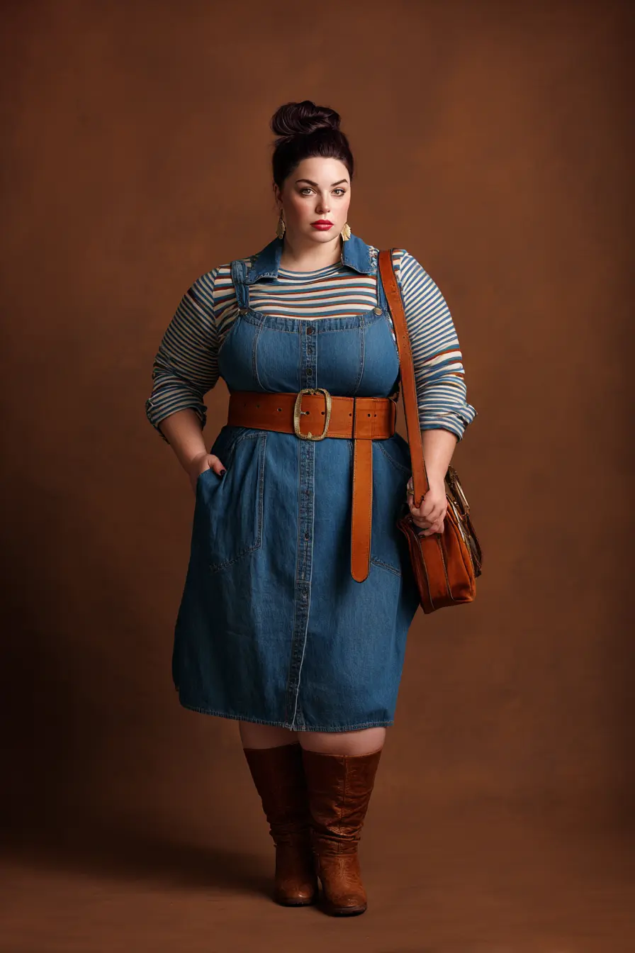 Denim Dress + Wide Belt