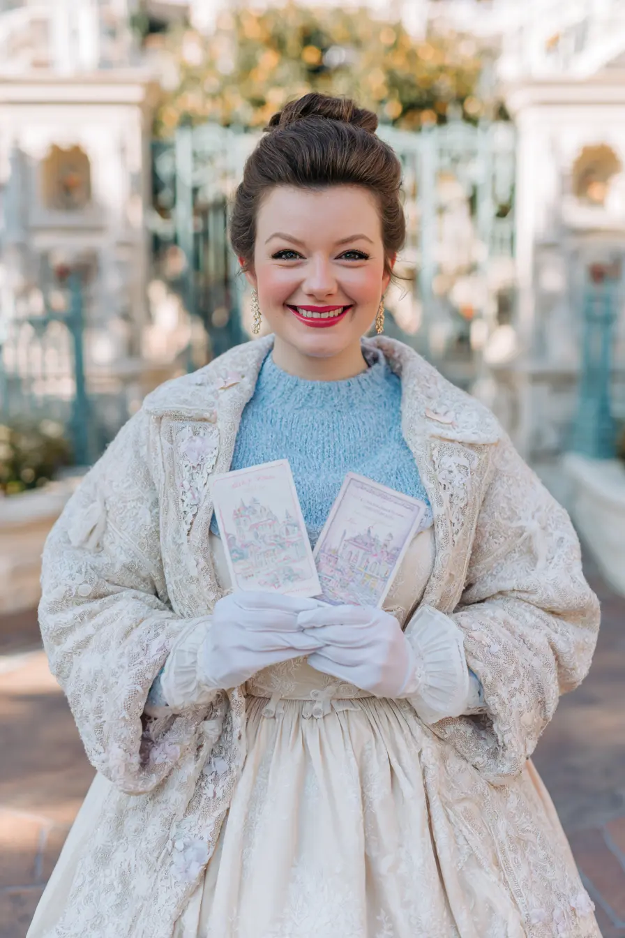 Brocade Winter Coat + Powder-Blue Knit Layer