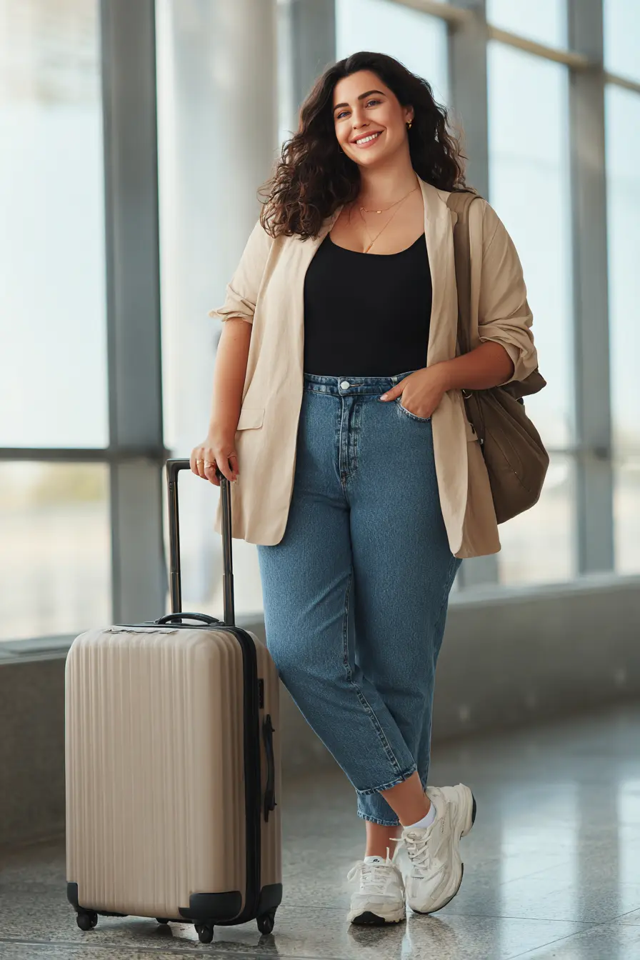 Relaxed Knit Blazer + Easy Tapered Denim