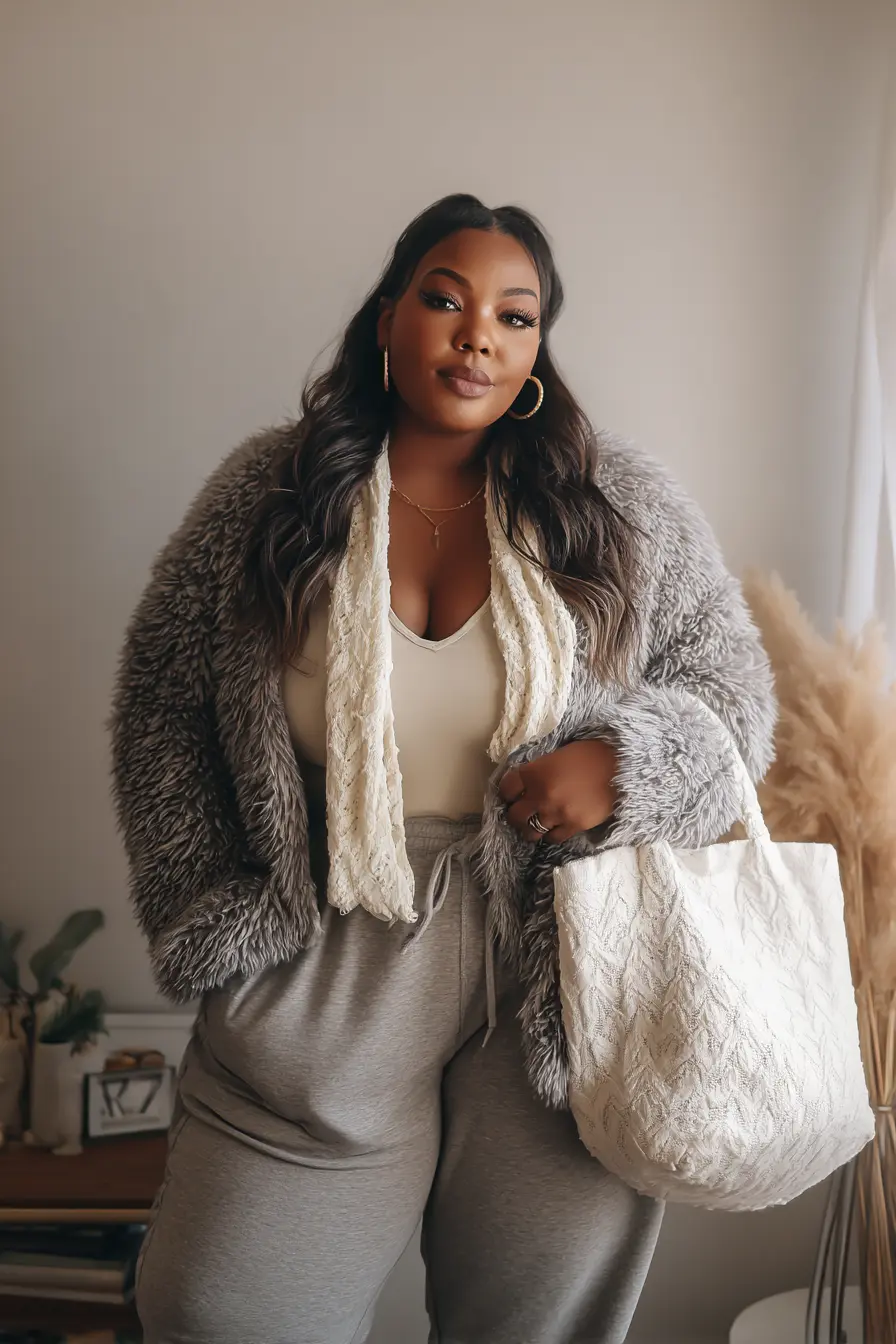 Faux Fur Jacket + Cozy Joggers