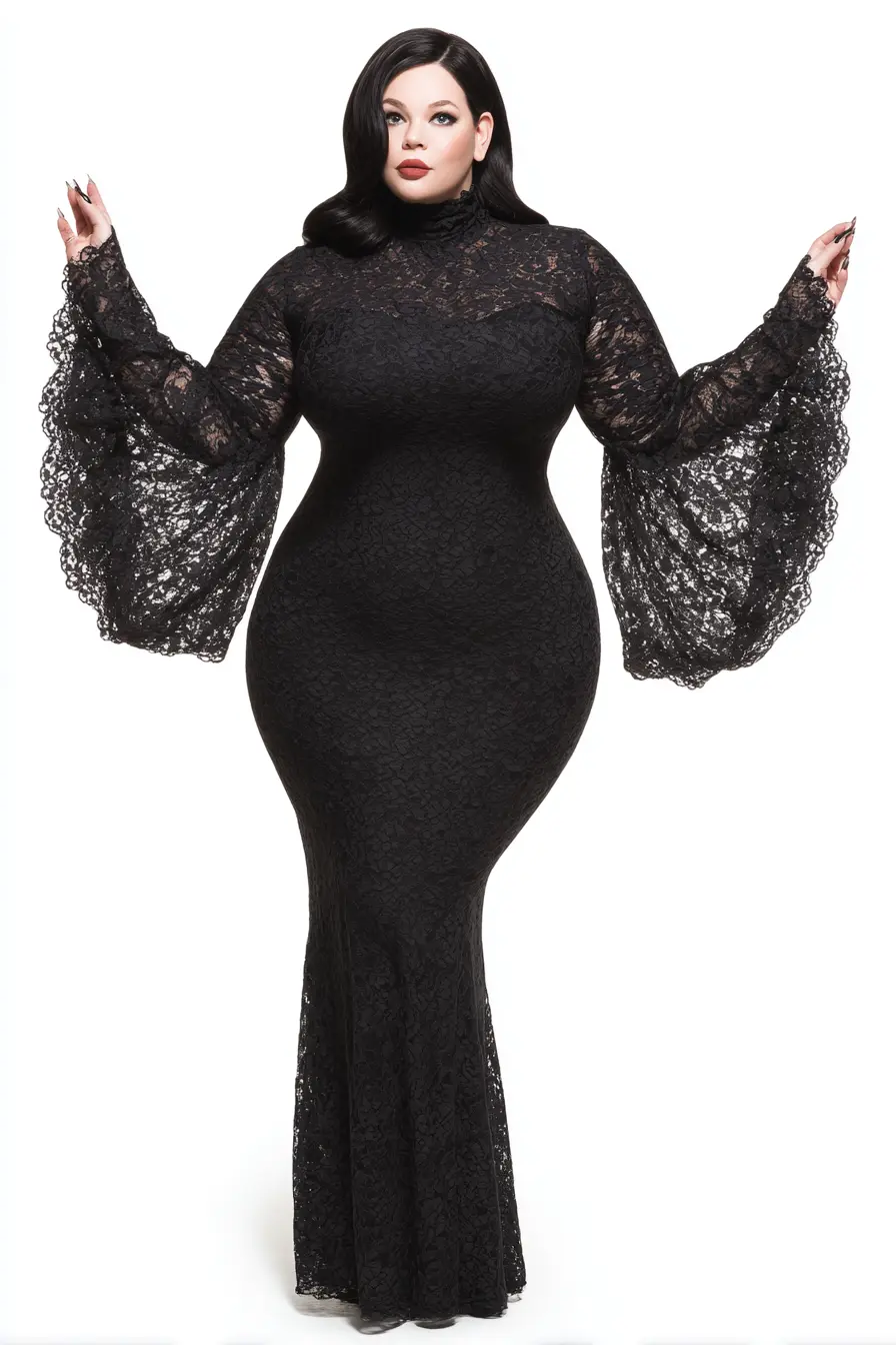 Lace Gown + Bell Sleeves