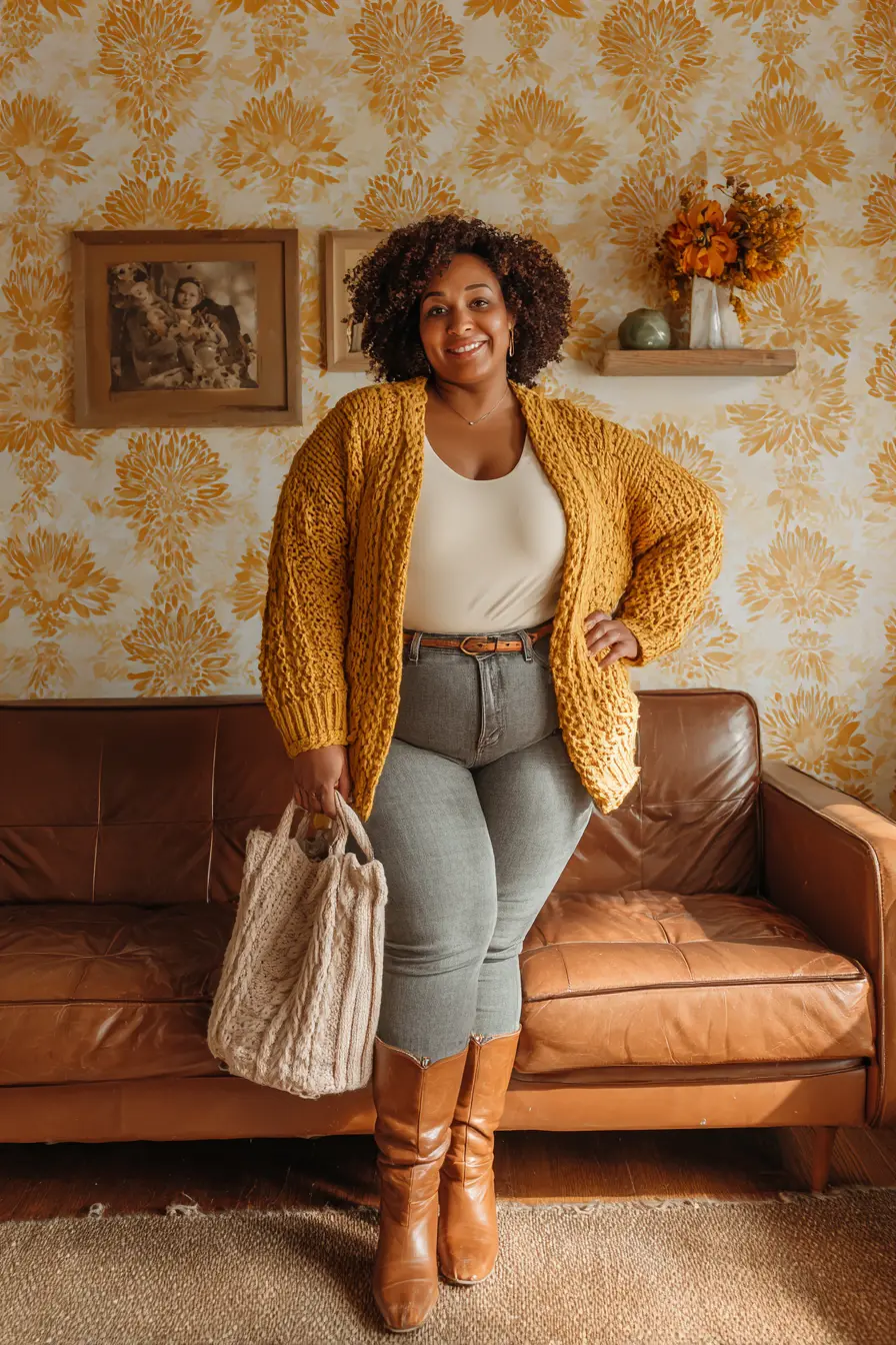 Chunky Knit Cardigan + Skinny Denim