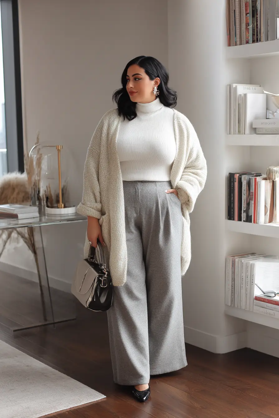 Shawl Collar Cardigan + Wide-Leg Trousers