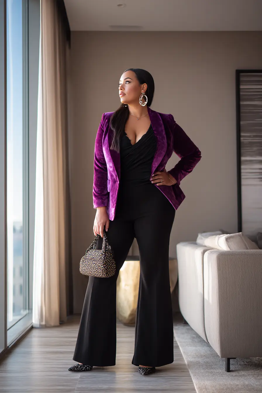Velvet Blazer Statement + Sleek Flared Pants
