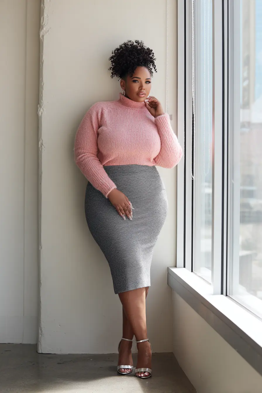Cropped Turtleneck Sweater + Pencil Skirt