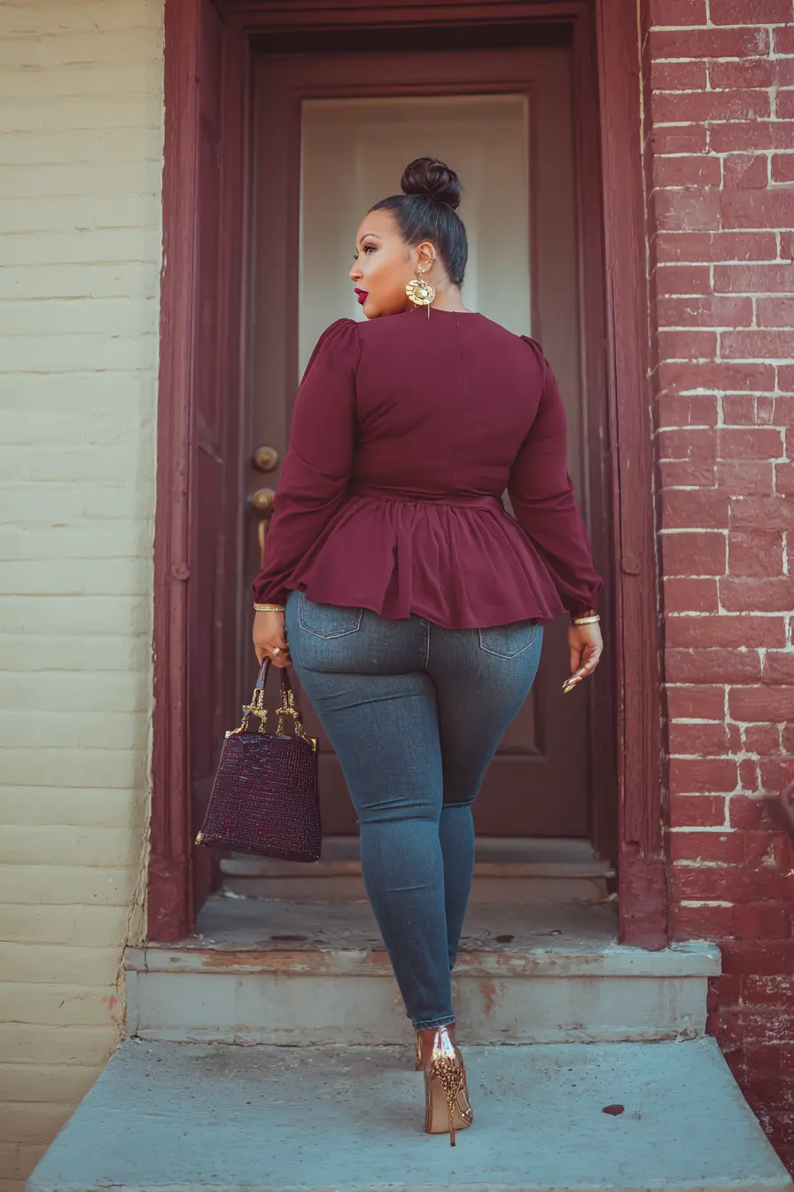 Peplum Top + Cropped Jeans