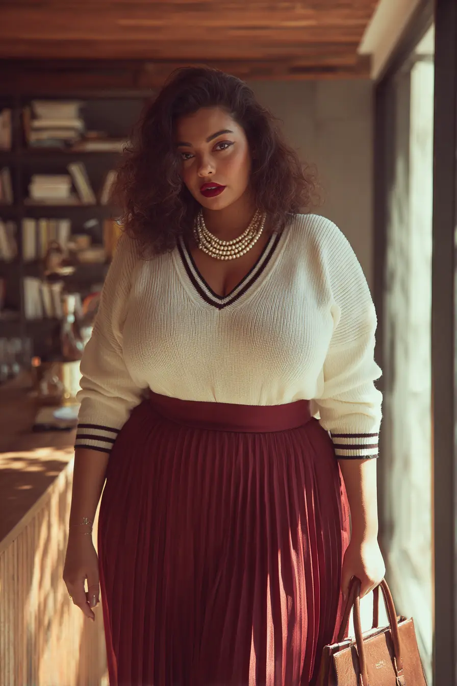 Cricket Sweater + Pleated Skirt