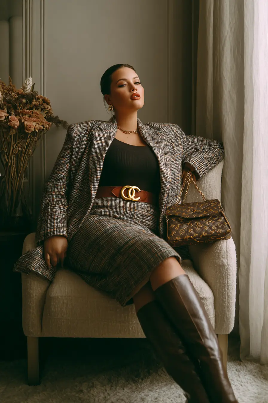 Classic Plaid Power Look for Fall Elegance
