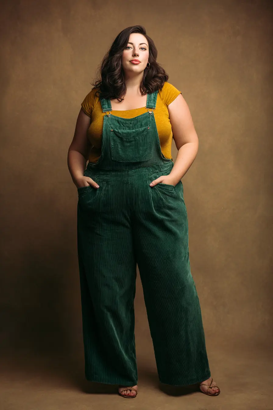 Corduroy Overalls + Mustard Tee