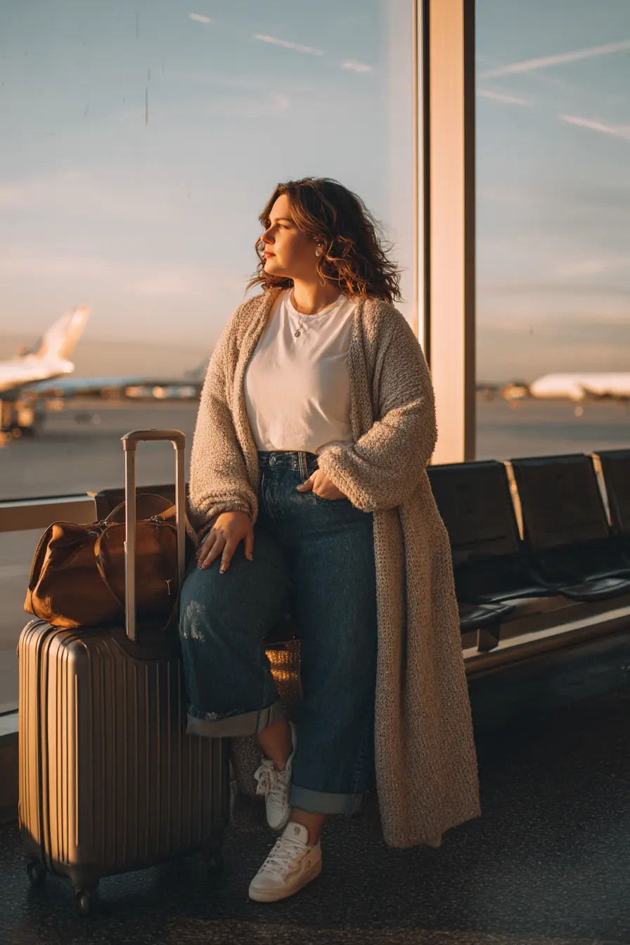 Cozy Longline Cardigan + Easy Straight-Leg Denim