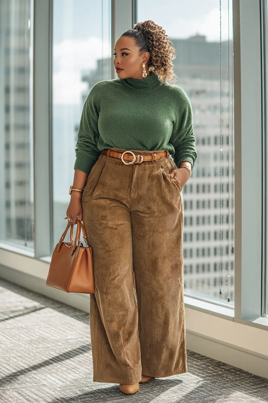 Textured Sweater + Corduroy Trousers Balance