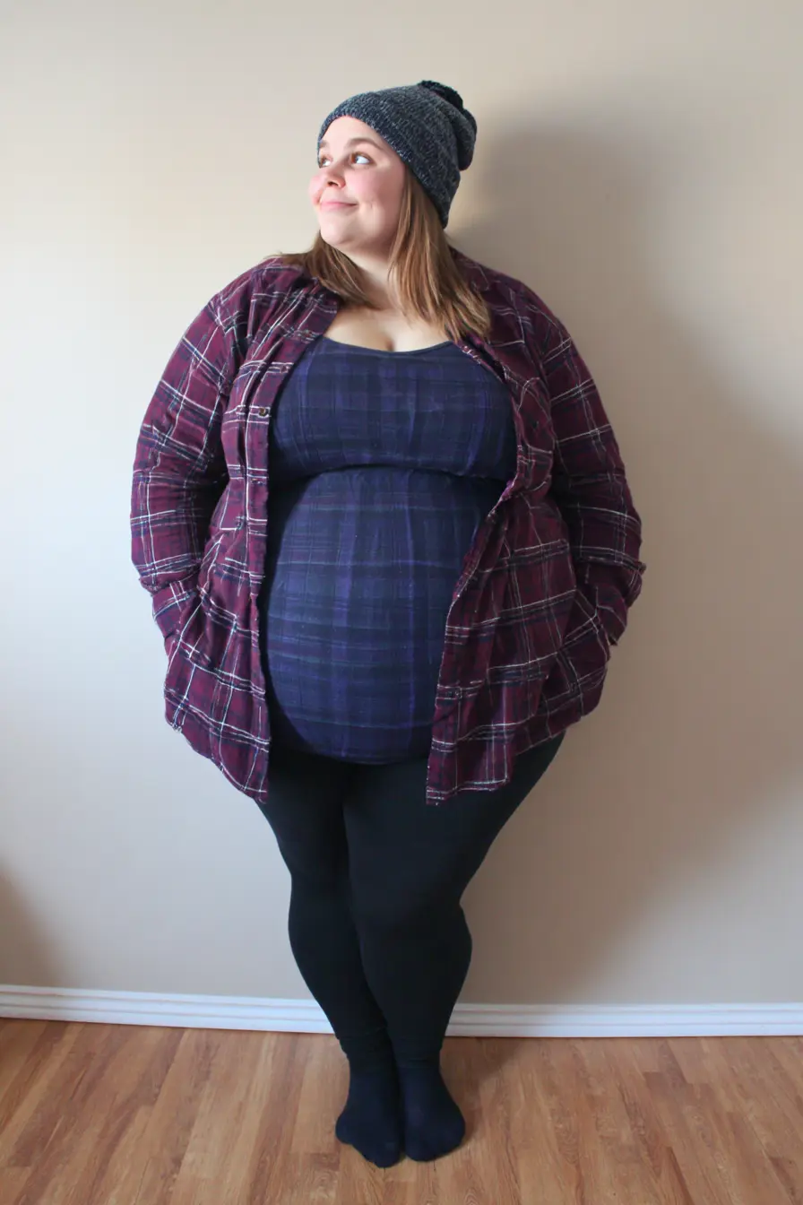 Plaid Flannel Shirt + Black Leggings