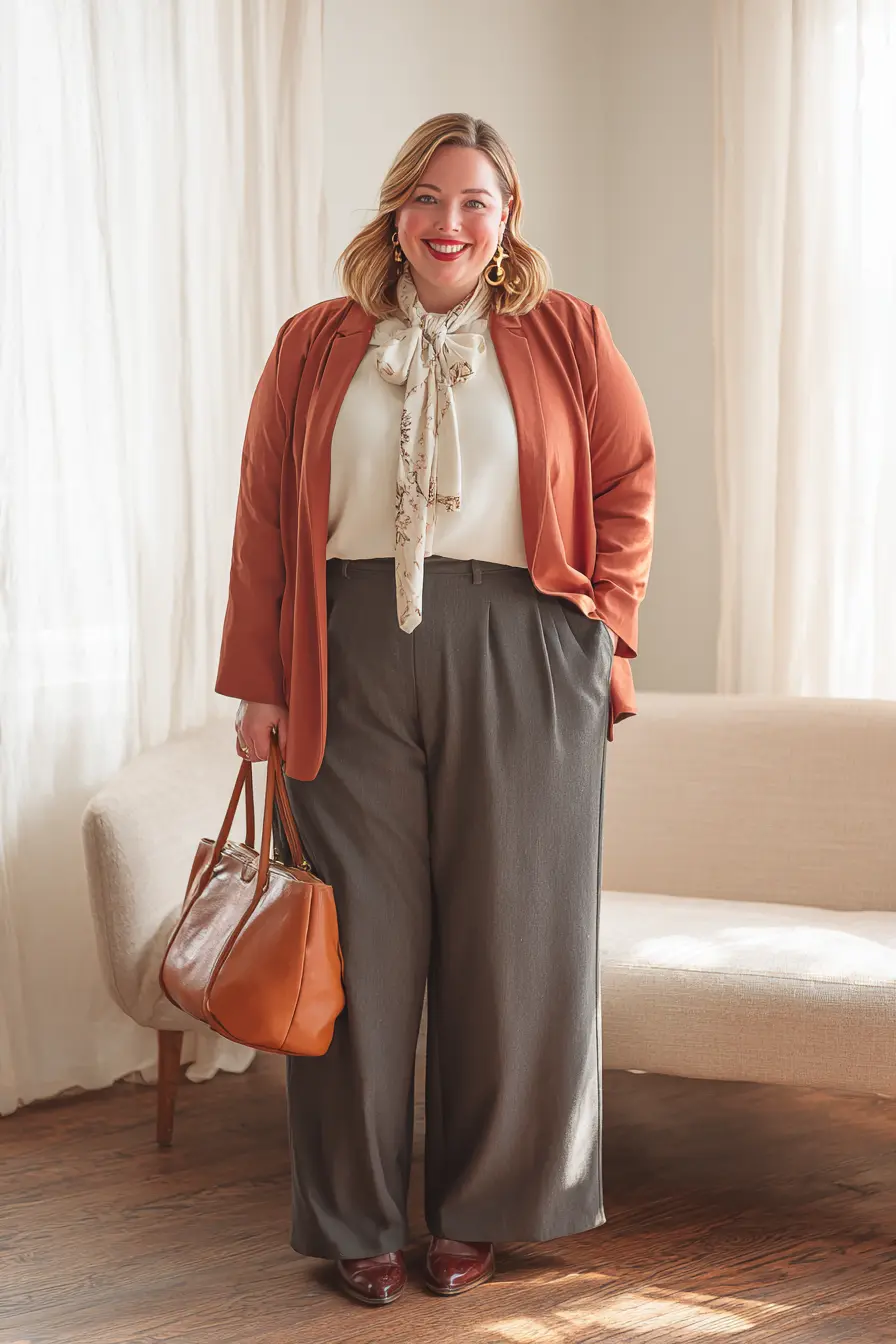 Rust Blazer + Soft-Drape Trousers Pairing