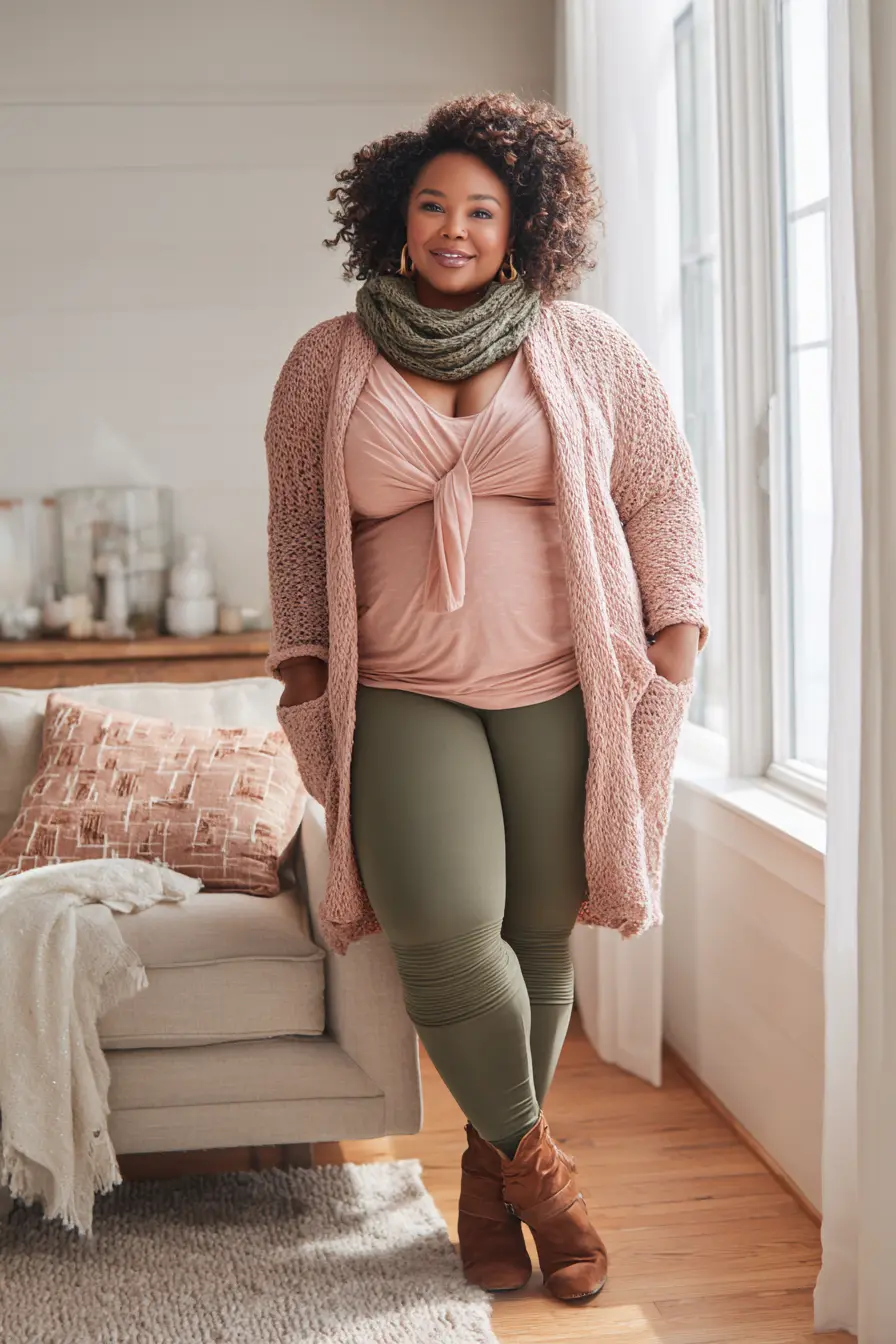 Blush Knot Top + Olive Moto Legging