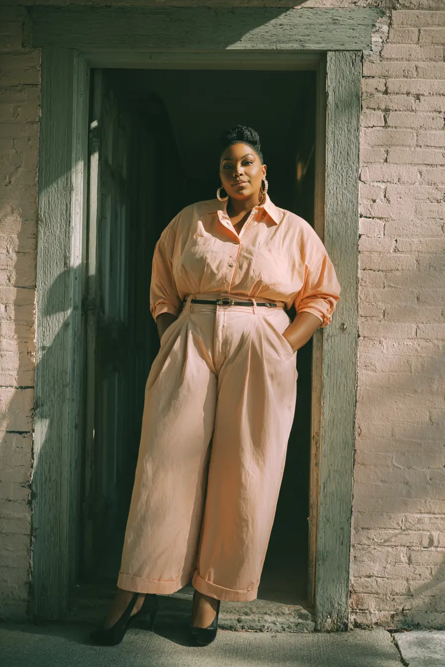 Oversized Button-Down + Pleated Wide-Leg Trousers