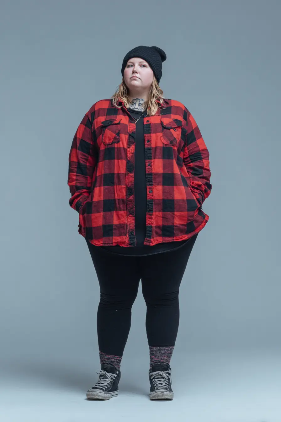 Relaxed Flannel Shirt + Black Jeggings