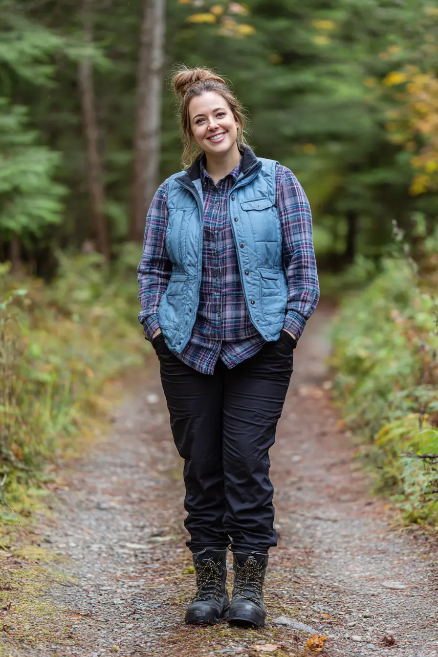Quilted Vest + Plaid Flannel Layer