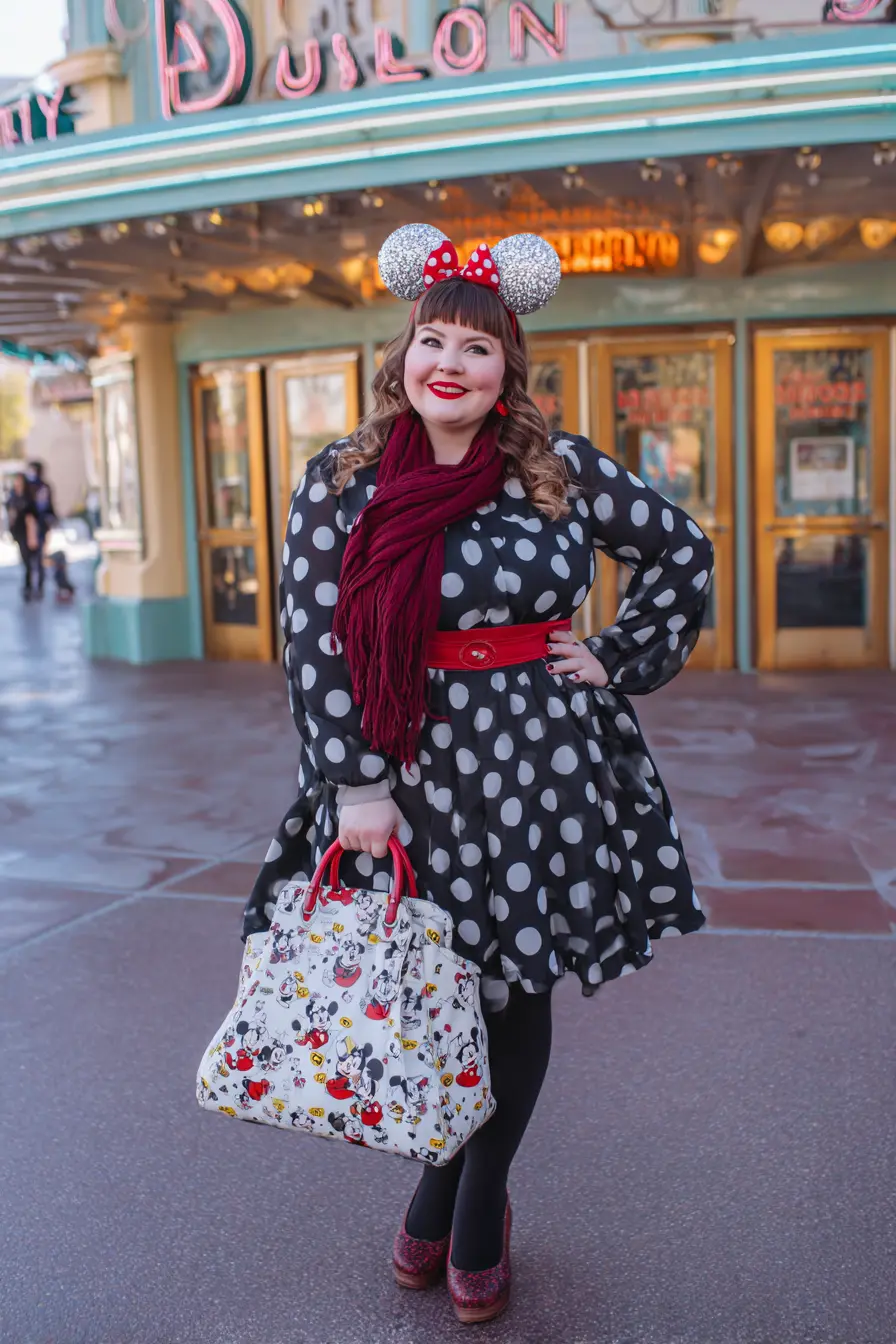 Polka-Dot Swing Dress + Scarlet Accessories