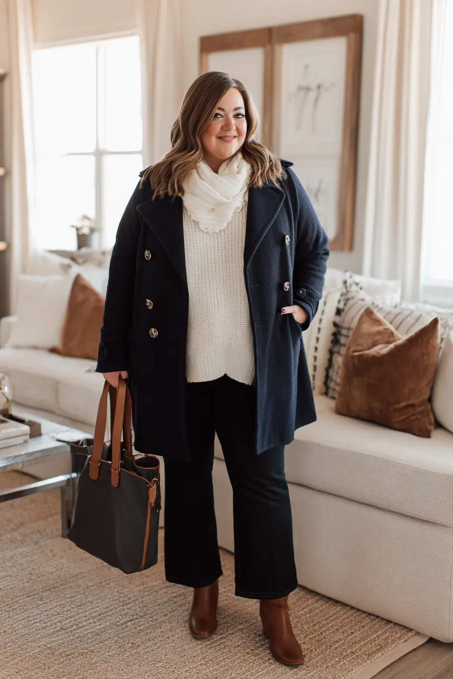 Classic Autumn Look with a Navy Peacoat