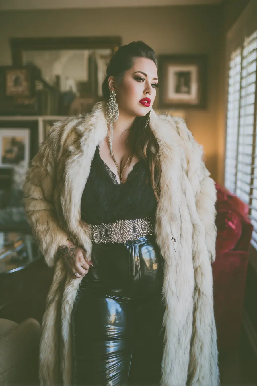 Faux Fur Coat + Lace Top Statement Look