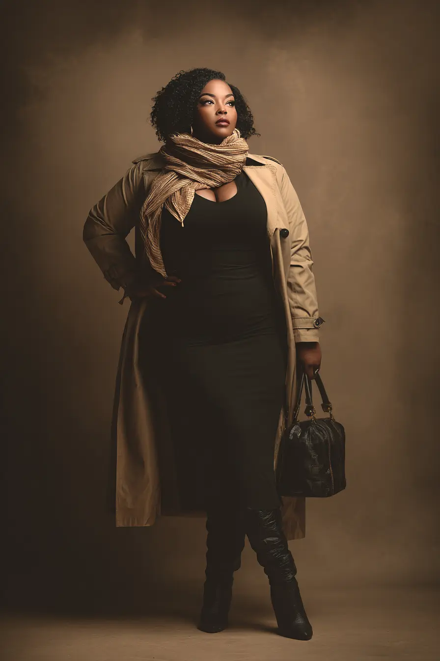 Classic Trench Coat + Sleek Knit Dress