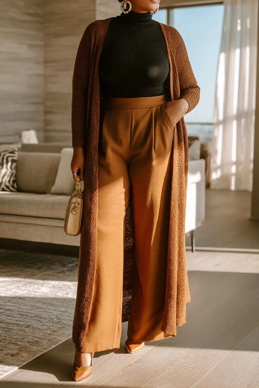 Textured Cardigan + Tailored Trousers