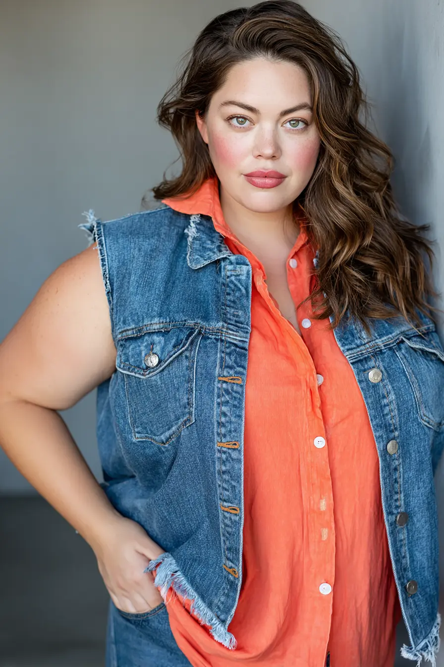 Denim Vest + Linen Shirt Color Pop