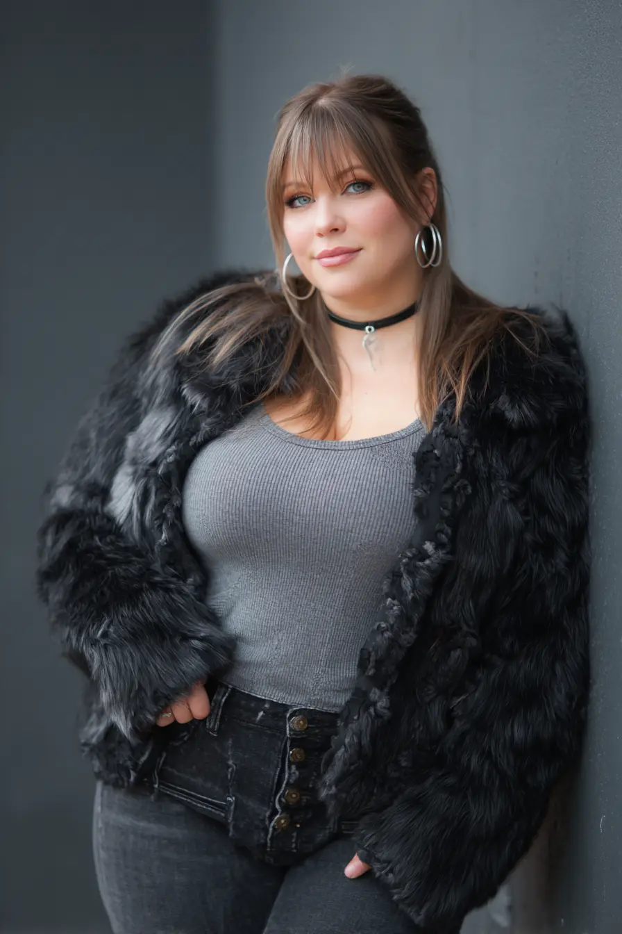 Faux Fur Jacket + Ribbed Tank Pairing