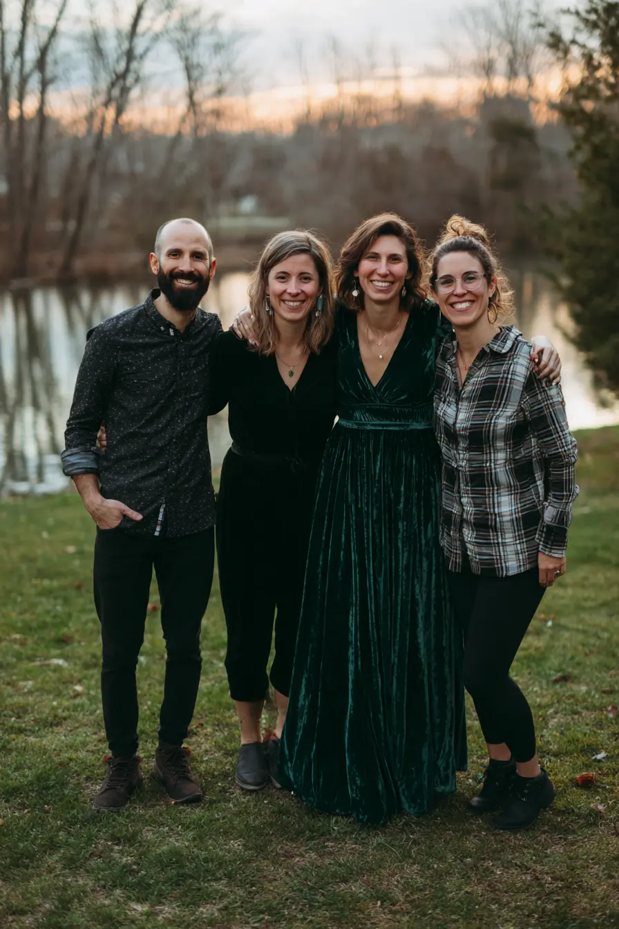 Emerald Velvet Maxi Dress + Plaid Tunic Layers