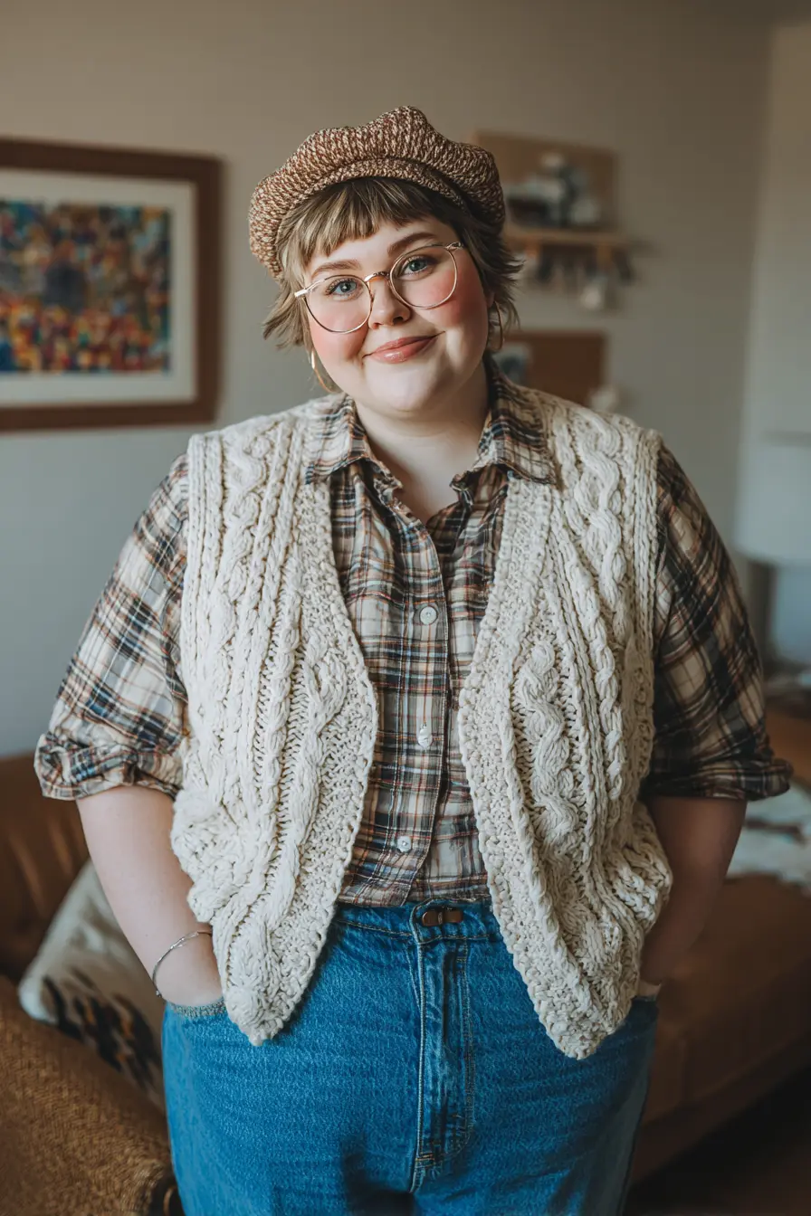 Vintage Charm with a Sweater Vest Layer