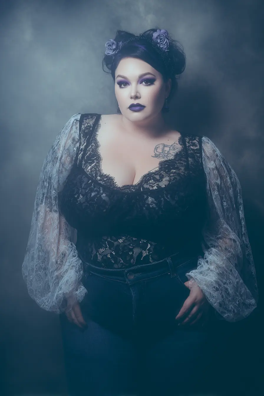 Lace Bodice Top + Sheer Poet Sleeves