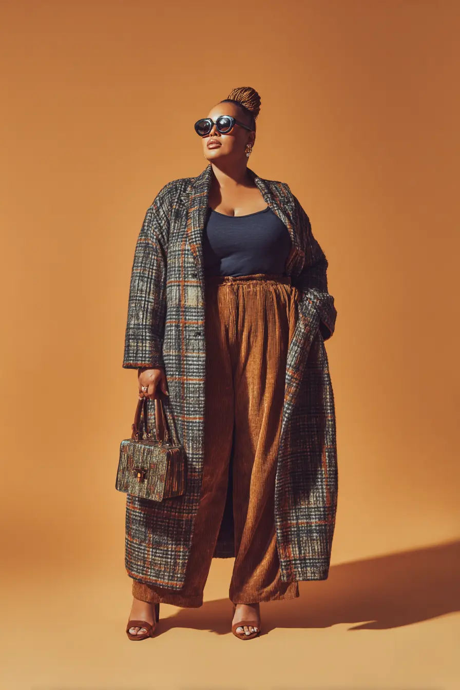 Plaid Coat + Corduroy Pants