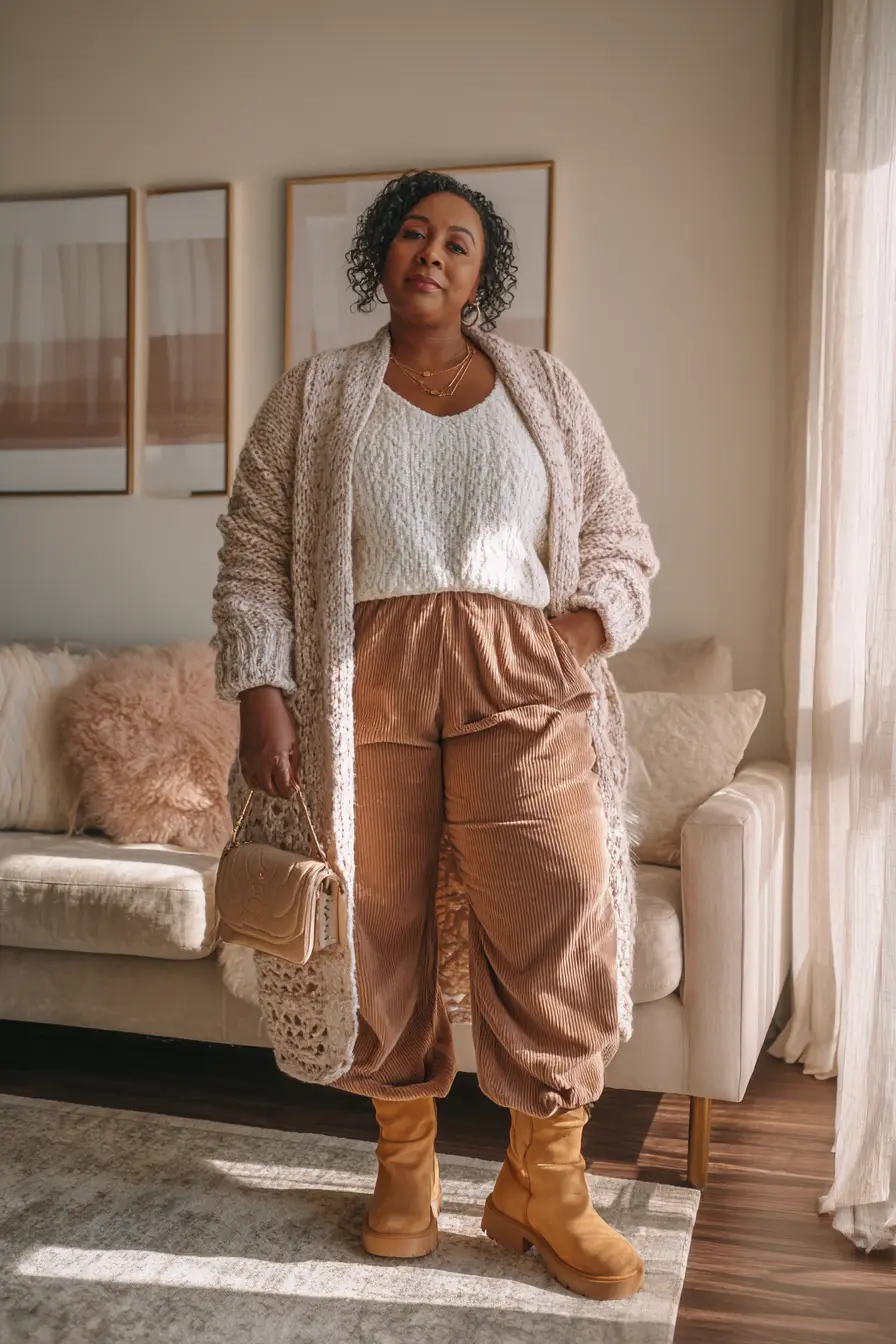 Cable Knit Pullover + Corduroy Pants